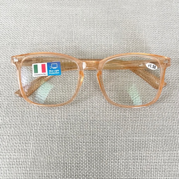 Uptown Retro Style Reading Glasses Pink Frame Blue Light Protection 1 Pair 1.50 - Picture 1 of 7